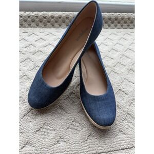 Ladies EASY SPIRIT Dellina Blue Denim Espadrille Comfort Wedge Heels Shoes》9M